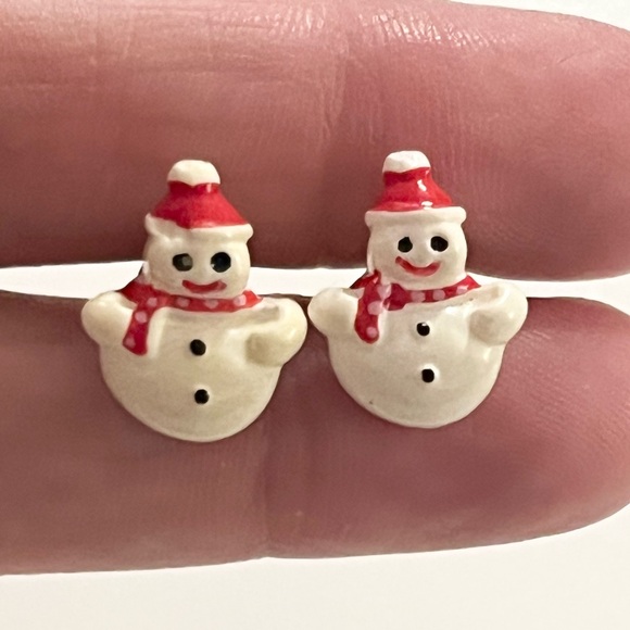 Four Sets Vintage Christmas Earring Stud Sets Santa Bell SnowmanHoliday Jewelry - Picture 14 of 16
